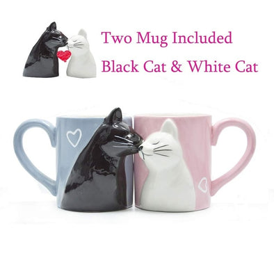 2PCS COUPLE CAT KISSING MUGS